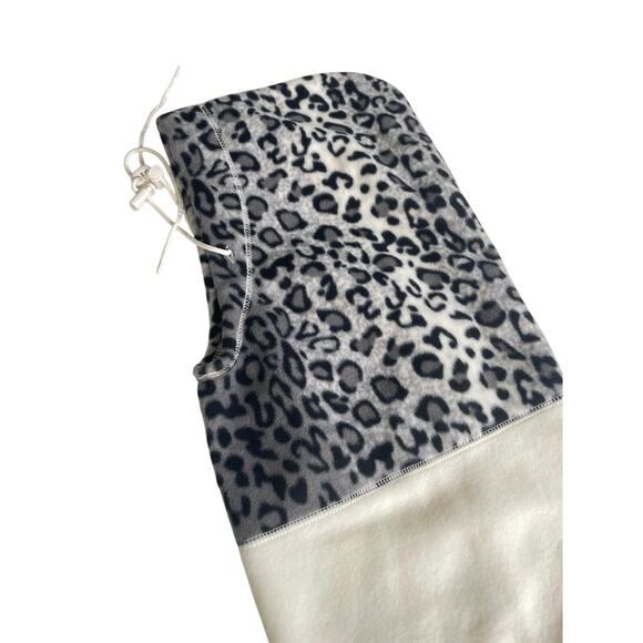 FLEECE HOODED NECK WARMER FACE-MASK CHEETAH GRAY/CREAM SZ XS WIND RESISTANT - Picture 4 of 11